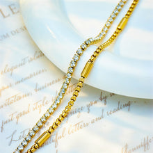 Carica l&#39;immagine nel visualizzatore di Gallery, 316L Stainless Steel White Zircon 2in1 Chains Bracelet For Women Jewelry
