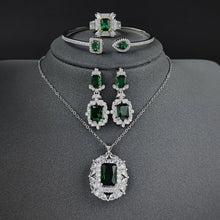 Load image into Gallery viewer, 4pcs silver bride Halo Engagement / Wedding sets for woman jewelry
