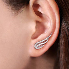 Cargar imagen en el visor de la galería, Genuine Platinum Plated Cute Angel Feather Fairy Stud Earrings for Women
