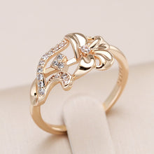 Charger l&#39;image dans la galerie, 585 Rose Gold Color Crystal Flower Ring For Women Jewelry
