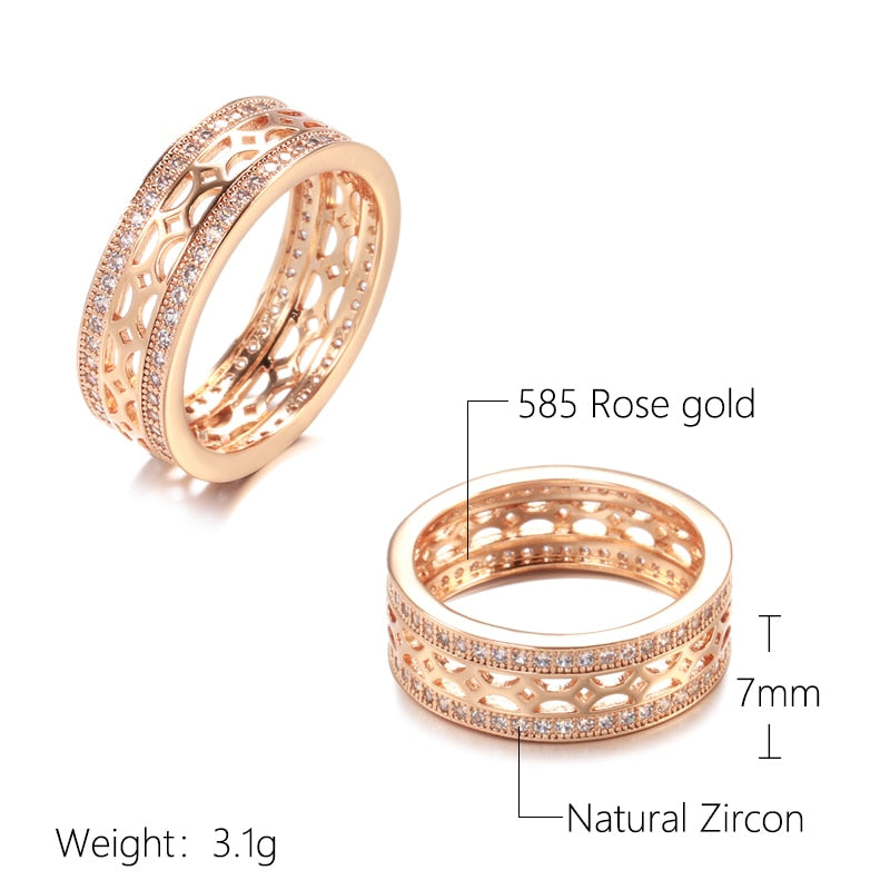 585 Rose Gold Natural Zircon Micro Inlay Vintage Rings