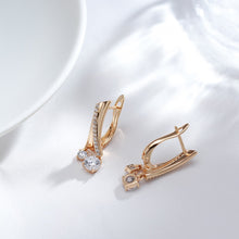 Load image into Gallery viewer, Glossy Dangle 585 Rose Gold Natural Zircon Drop Earrings Fine Jewelry

