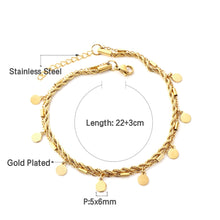 Load image into Gallery viewer, Double Layer Coin Disc Pendant Anklets Rope Chain Leg Foot Bracelet Jewelry
