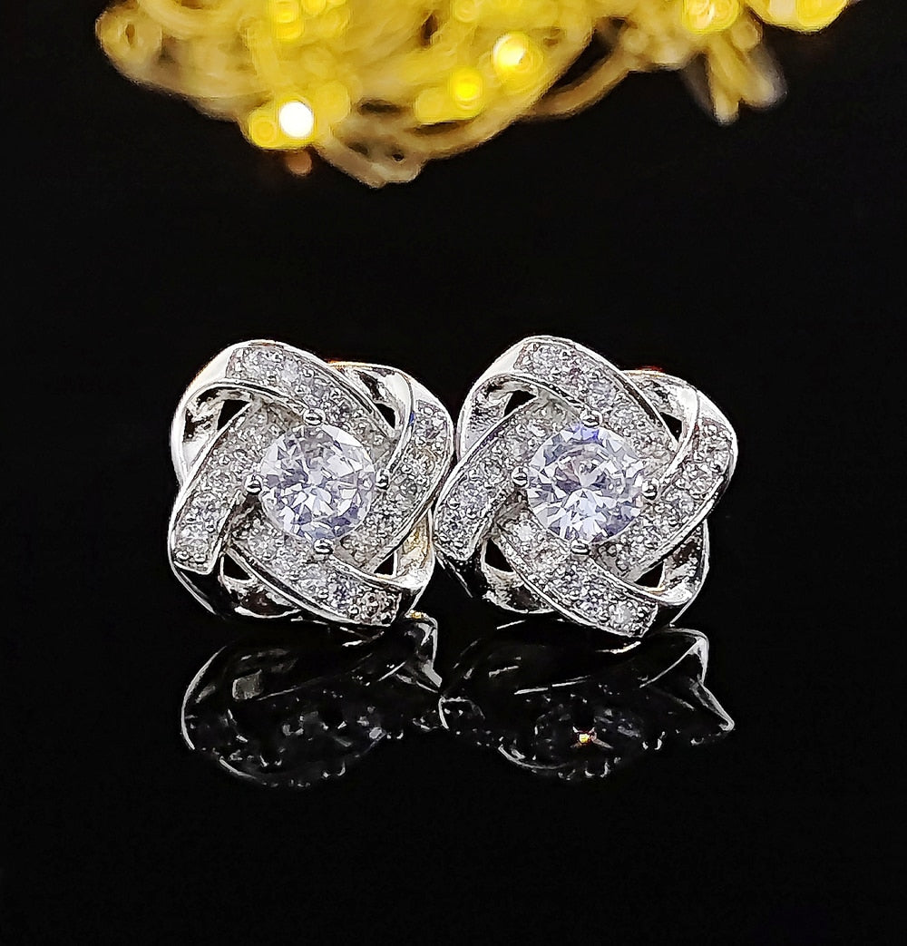 Flower silver Korean Earrings for Women Jewelry