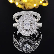 Cargar imagen en el visor de la galería, luxury halo silver color bride wedding ring set for women jewelry
