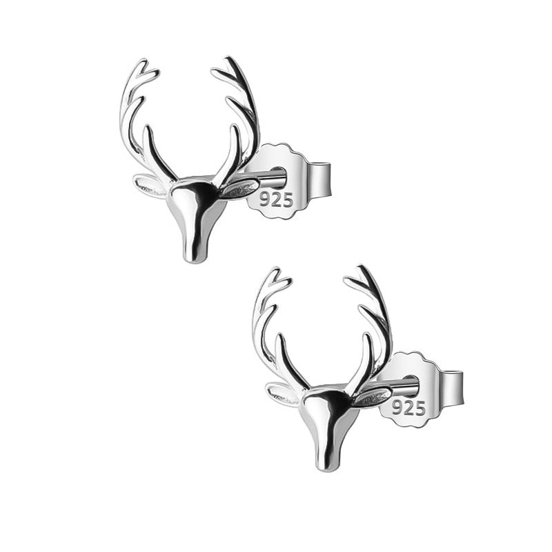 925 Sterling Silver Fashion Cute Milo Deer Stud Earrings