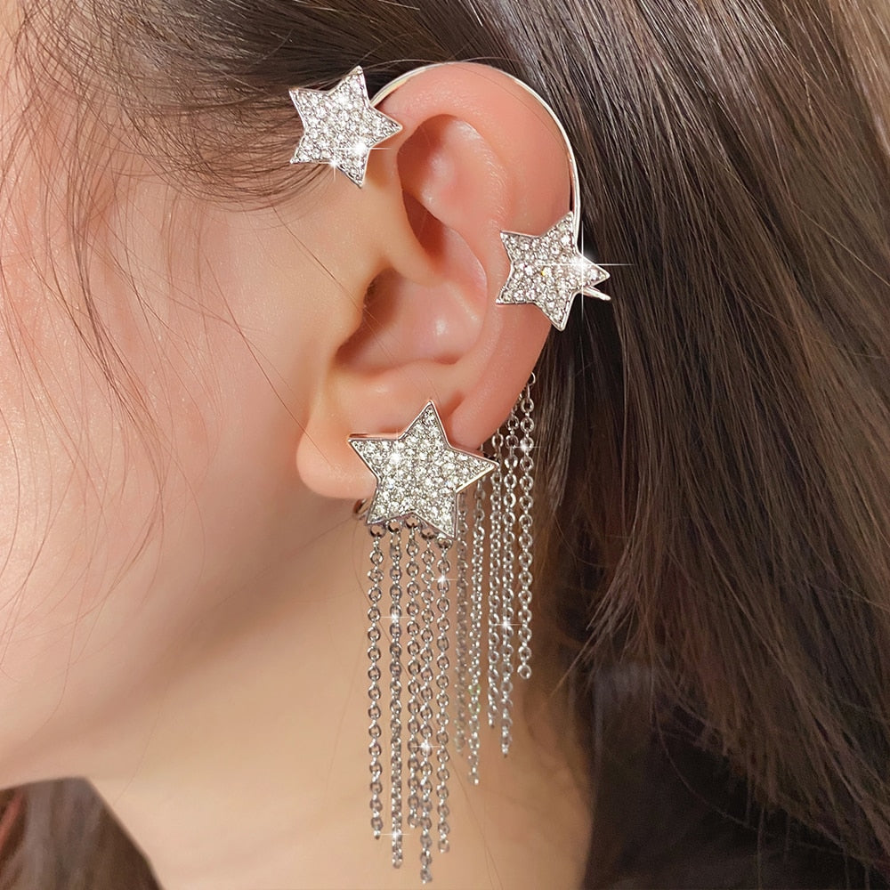 Trendy Star Chain Pendants Earrings Jewelry