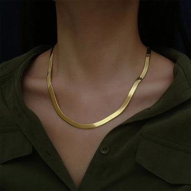 925 Sterling silver 18K Gold Flat chain Necklace for Women