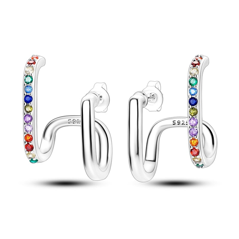 925 Sterling BARBIE colors Silver Earrings Earring Zircon For Women Jewelry