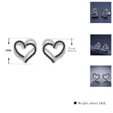 Cargar imagen en el visor de la galería, Black Romantic Silver Jewelry Natural Heart Stud Earrings for Women
