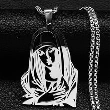 Load image into Gallery viewer, St. Mary face Stainless Steel Pendant Necklace

