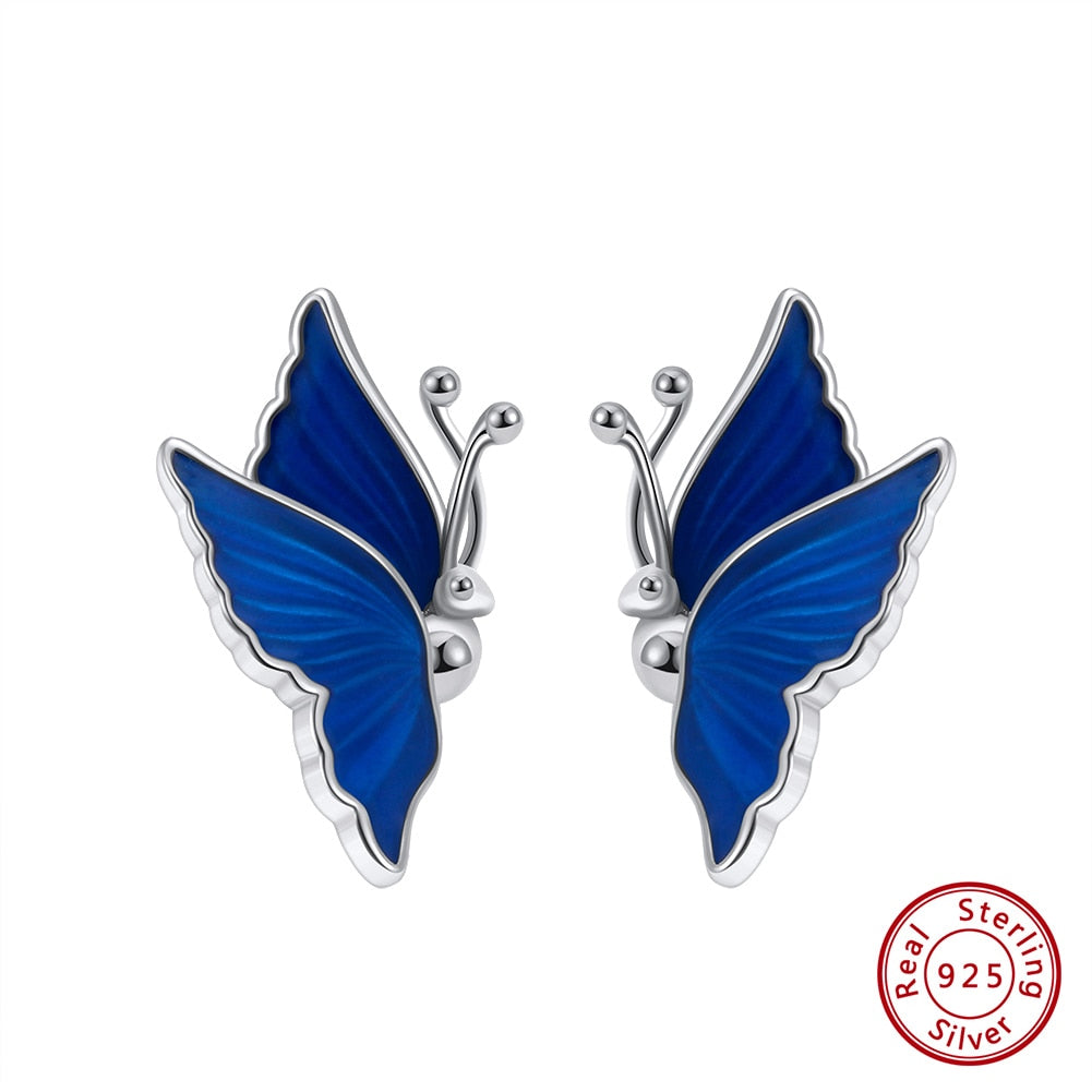 925 Sterling Silver Movable Wing Butterfly earring for Women Jewelry