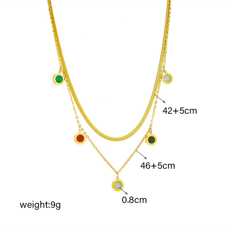 Round Colorful Roman Numeral Pendant Necklace For Women Jewelry