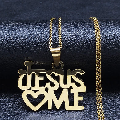I Love Jesus Stainless Steel Pendant Necklace