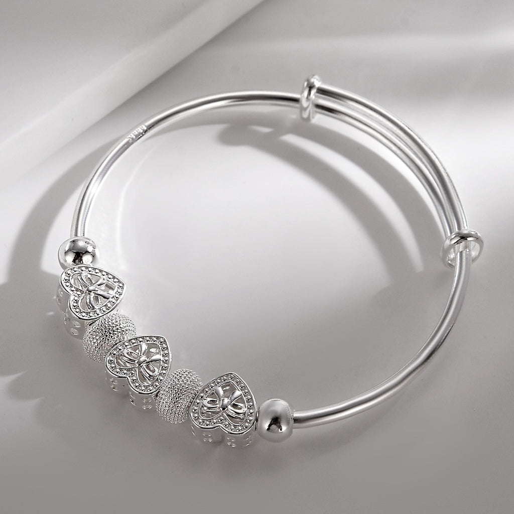 925 silver Cute Heart Bangles bracelets