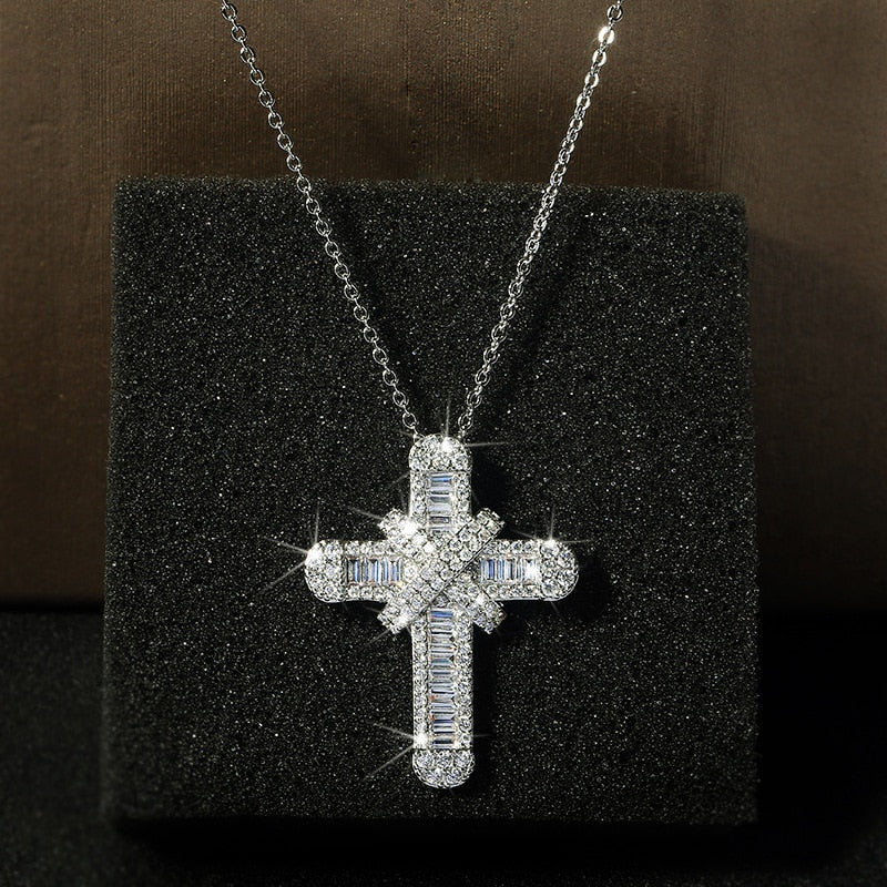 IMS Crystal Cross Pendant Necklace
