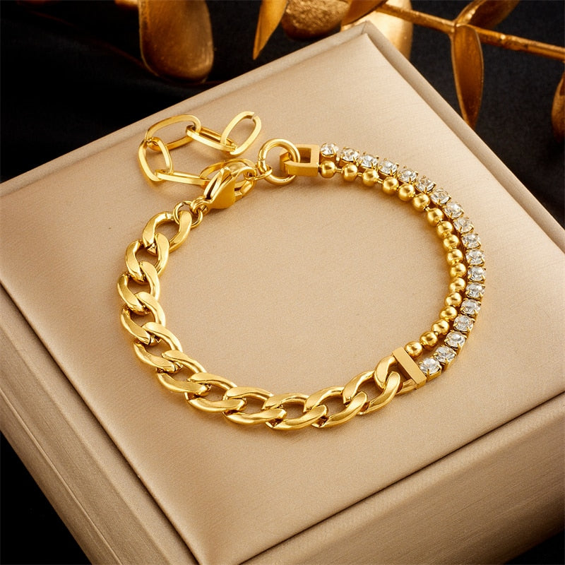 Thick Link Chain Asymmetrical Bracelet For Women New Fashion Wrist Jewelry