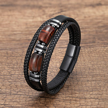 Load image into Gallery viewer, Multi-layer Braided Leather Charm Bracelet
