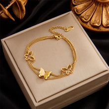 Ladda upp bild till gallerivisning, Stainless Steel 2 Layer Butterfly Bracelet For Women Jewelry
