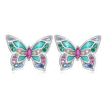 Load image into Gallery viewer, 925 Sterling Silver Colorful Zircon Butterfly Stud Earrings for Women Fine Jewelry
