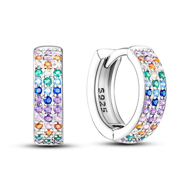 2023 925 Sterling Silver Earrings colorful Hoop circle Earring Zircon For Women Jewelry