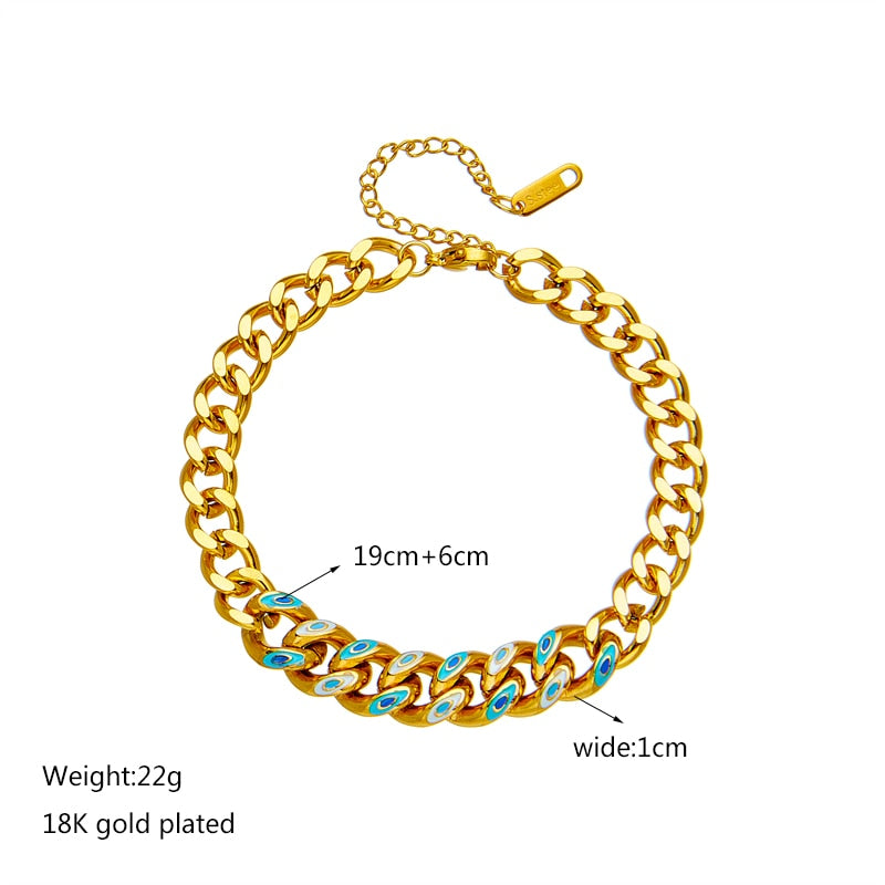 Stainless Steel Gold Thick Bracelet For Women Jewelry