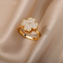 Load image into Gallery viewer, Heart Four Leaf Clover Anti Stress Stainless Steel Rings For Women
