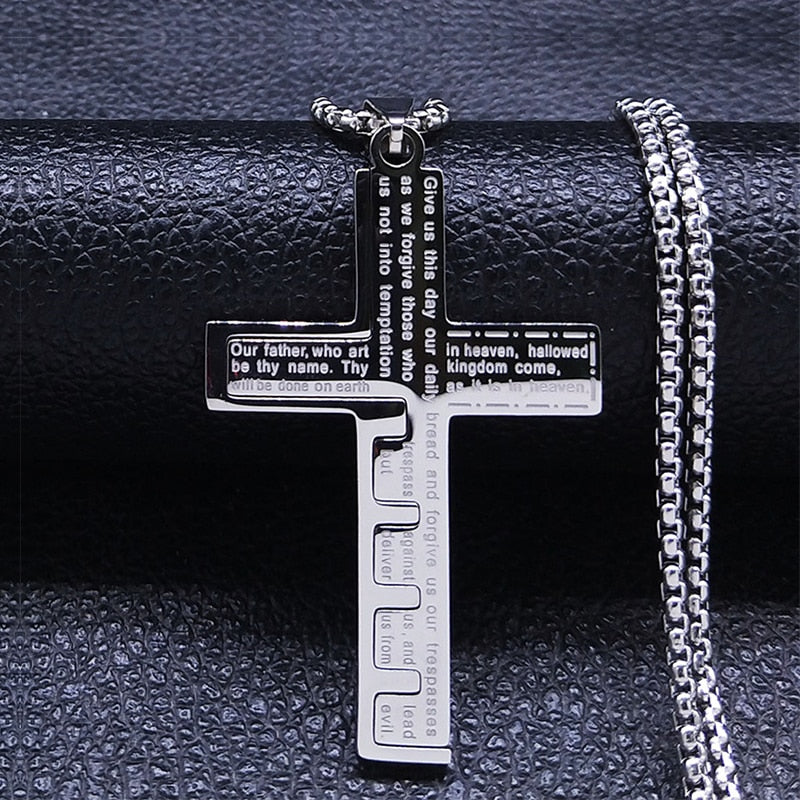 Retro Cross Christian Church Prayer Necklace