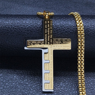 Retro Cross Christian Church Prayer Necklace