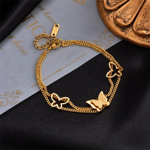Cargar imagen en el visor de la galería, Stainless Steel 2 Layer Butterfly Bracelet For Women Jewelry

