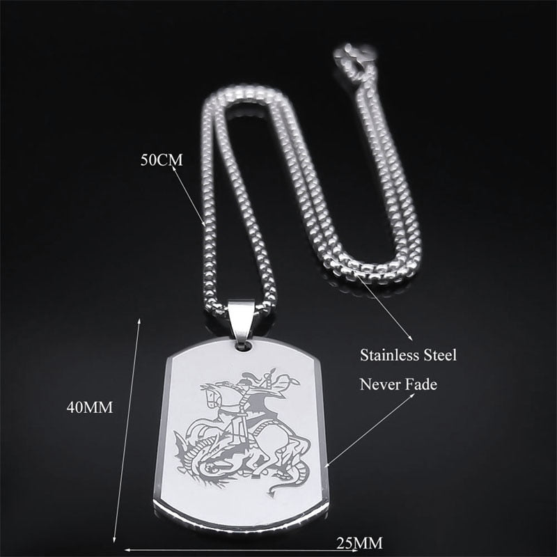 Stainless Steel SAINT George Necklace For Women / Men