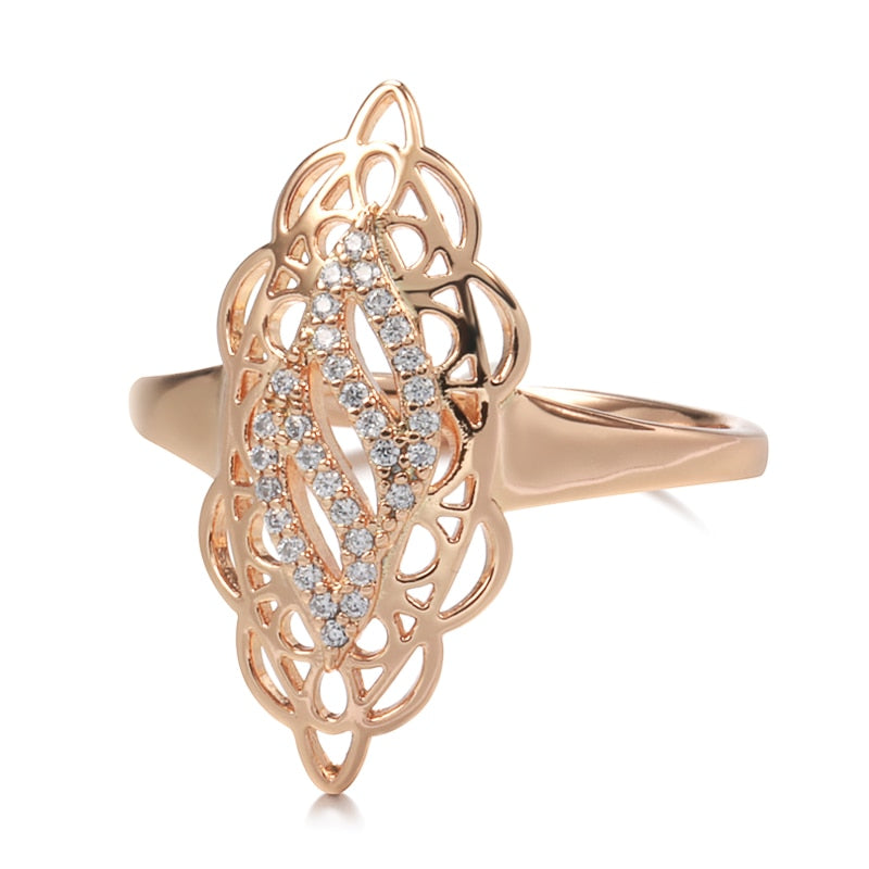 Luxury long 585 Rose Gold Women Ring Jewelry