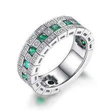 Load image into Gallery viewer, Luxury Green Silver Wheel Rings

