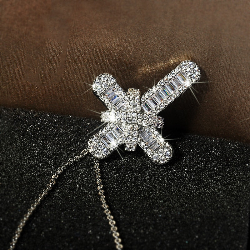 IMS Crystal Cross Pendant Necklace