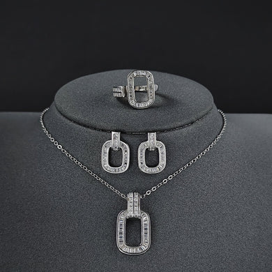 Rectangle silver bride Jewelry Sets for Women
