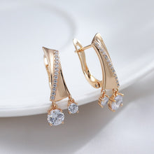 Load image into Gallery viewer, Glossy Dangle 585 Rose Gold Natural Zircon Drop Earrings Fine Jewelry
