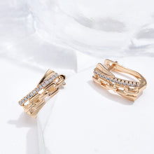 Lade das Bild in den Galerie-Viewer, Innovative 585 Rose Gold Luxury Geometry Cutout Natural Zircon Earrings Jewelry
