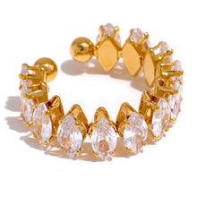 Cargar imagen en el visor de la galería, Cubic Zirconia Exquisite Stainless Steel Chic Open Ring Jewelry
