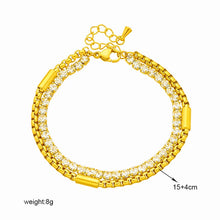 Charger l&#39;image dans la galerie, 316L Stainless Steel White Zircon 2in1 Chains Bracelet For Women Jewelry
