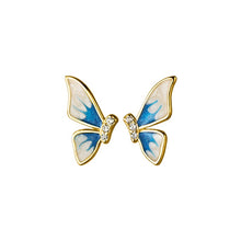 Cargar imagen en el visor de la galería, 925 Silver Sweet Color Butterfly Stud Earrings

