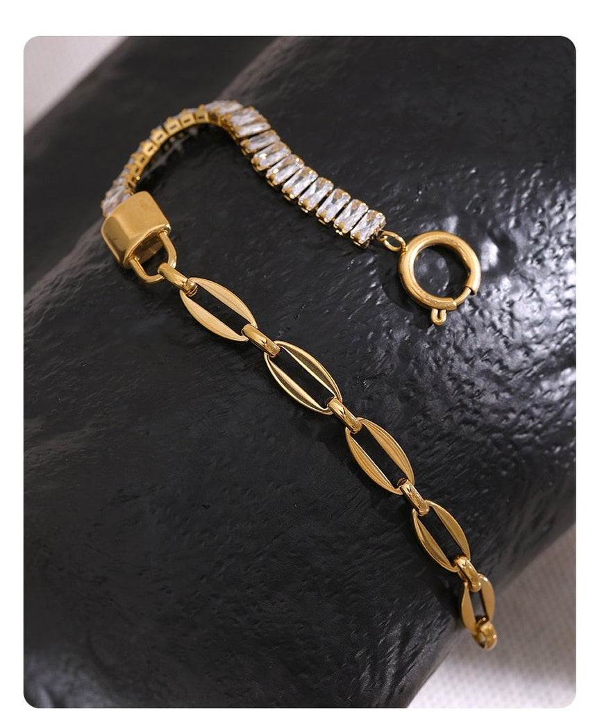 Metal Lock Chain Bling Bracelet Bangle Stylish Jewelry